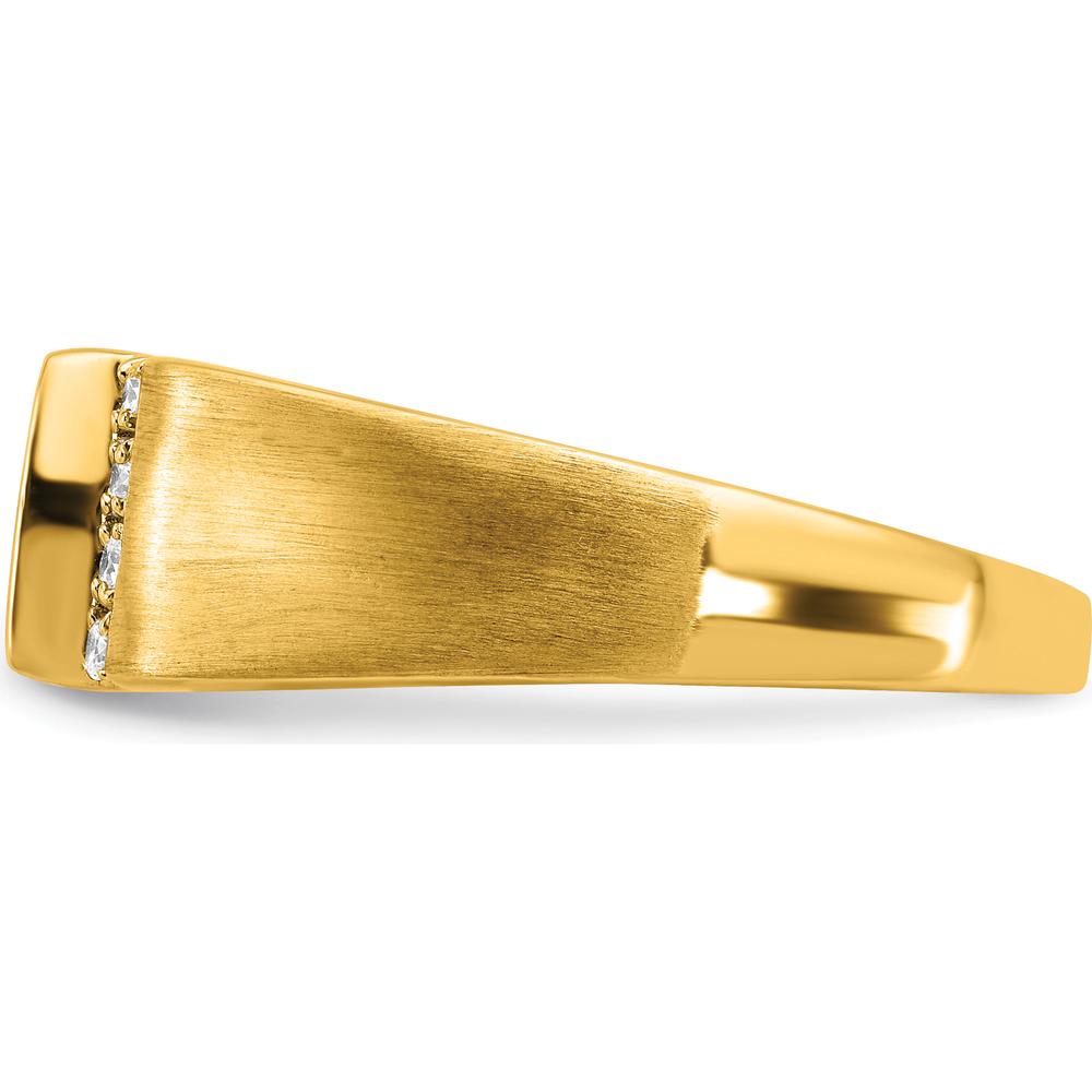 14K Yellow Gold Square Onyx and Round Diamond Men's Ring - 0.99 Carat Onyx, 0.12 Carat Diamond by 0