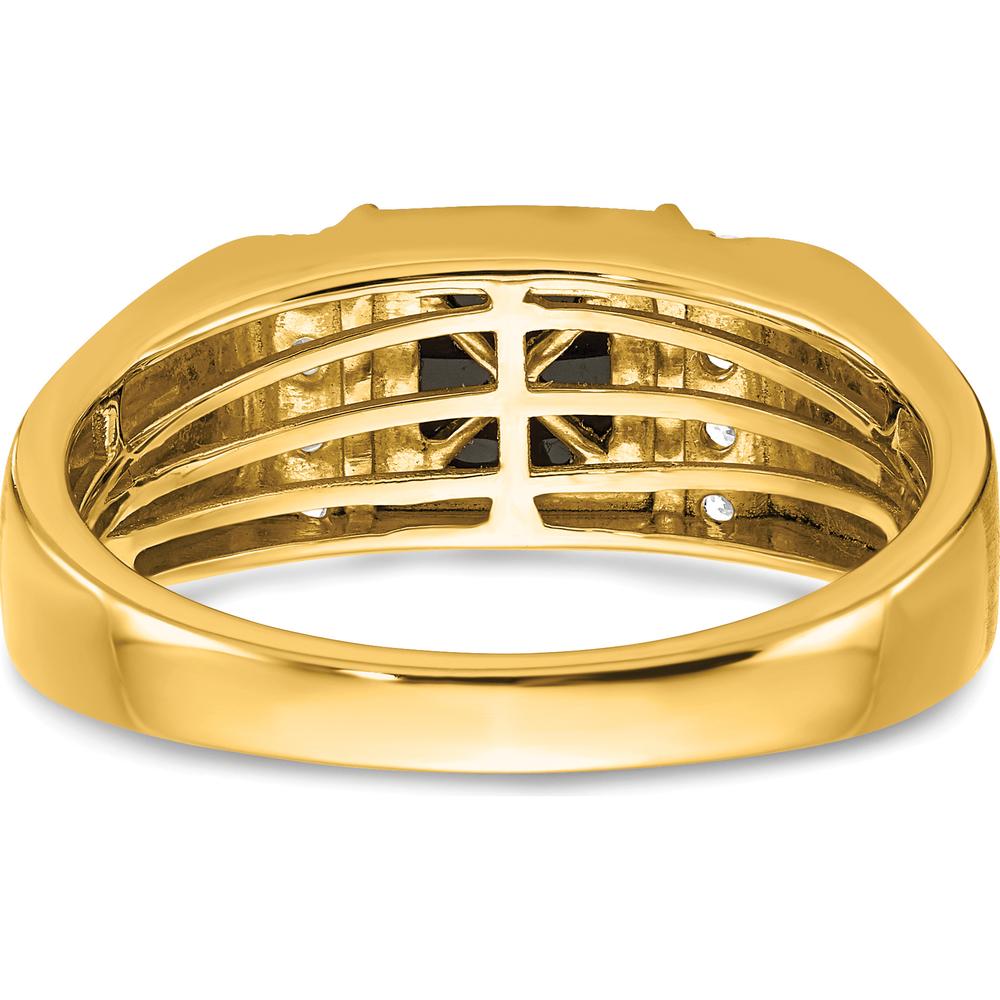 14K Yellow Gold Square Onyx and Round Diamond Men's Ring - 0.99 Carat Onyx, 0.12 Carat Diamond by 0