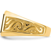 14K Yellow Gold Square Onyx Ring with Polished Filigree Detail - Men's Solid Statement Mounting by Monteluci Fine Jewelry
