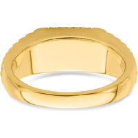 14K Yellow Gold Square Sapphire and Diamond Men's Ring with 0.3 Carat Lab-Created Sapphire and 20 Round Diamonds by 0