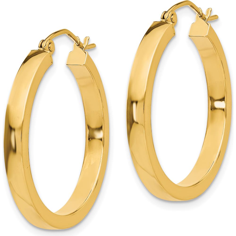 14K Yellow Gold Square Tube Hoops - 25mm Long, 2mm Thick by 0