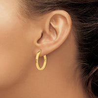 14K Yellow Gold Square Tube Hoops - 25mm Long, 2mm Thick by 0