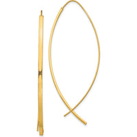 14K Yellow Gold Square Tube Wire Threader Earrings - 57.9mm Length by 0