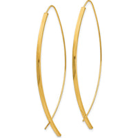 14K Yellow Gold Square Tube Wire Threader Earrings - 57.9mm Length by 0