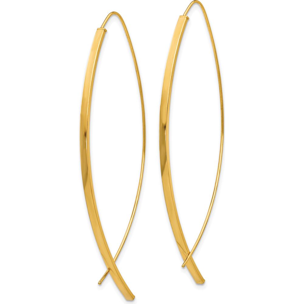 14K Yellow Gold Square Tube Wire Threader Earrings - 57.9mm Length by 0