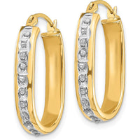 14K Yellow Gold Squared Hinged Hoop Earrings with Natural Diamonds - 0.01 Carats Total Diamond Weight by Monteluci Fine Jewelry
