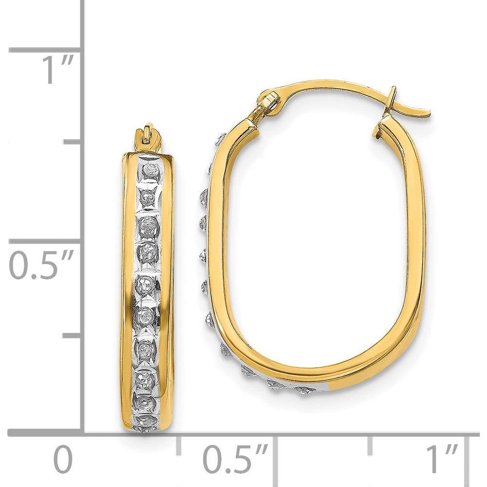 14K Yellow Gold Squared Hinged Hoop Earrings with Natural Diamonds - 0.01 Carats Total Diamond Weight by Monteluci Fine Jewelry