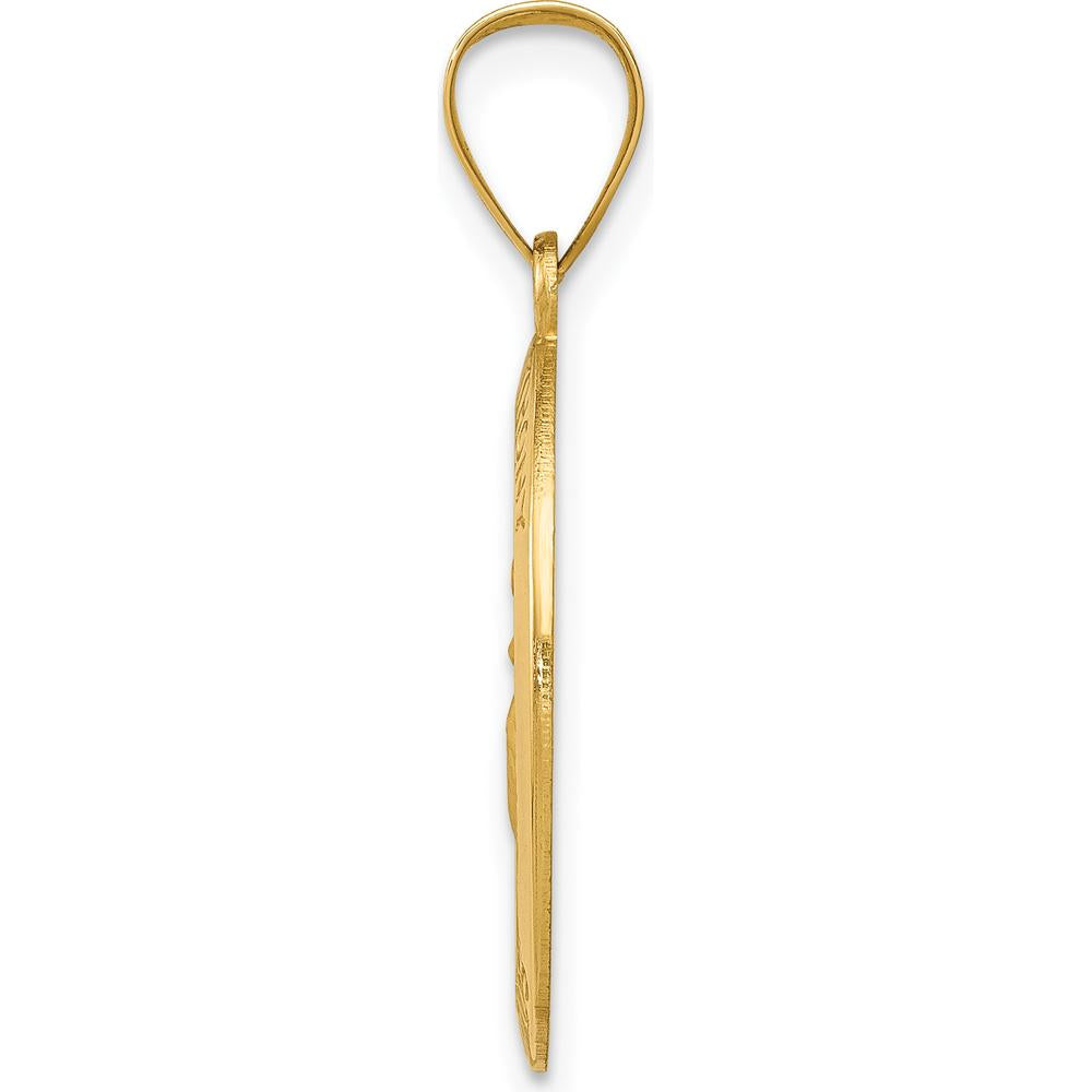 14K Yellow Gold St. Anthony Medal Oval Pendant - Satin & Polished Finish by Oro Pregiato