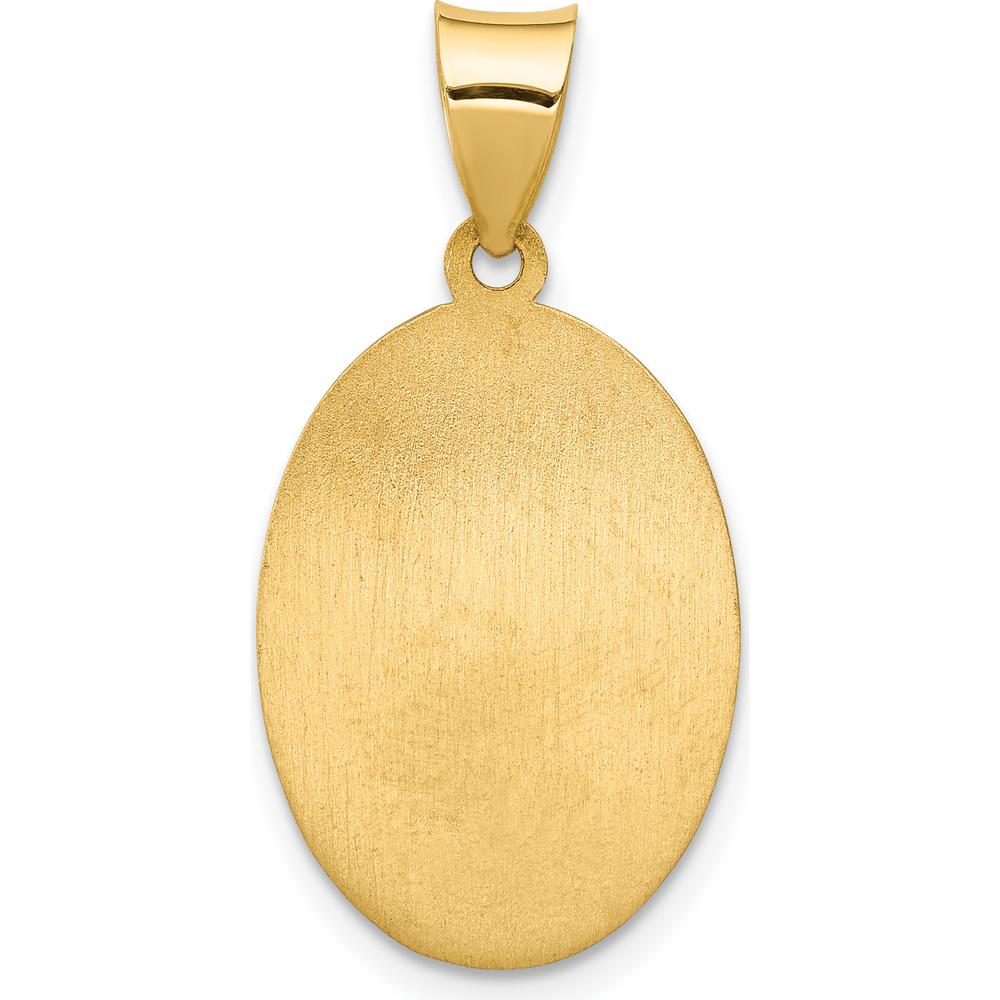 14K Yellow Gold St. Anthony Medal Oval Pendant - Satin & Polished Finish by Oro Pregiato