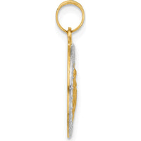 14K Yellow Gold St. Anthony Medal Pendant with Rhodium Accents and Satin Finish - 21.5mm by Oro Pregiato