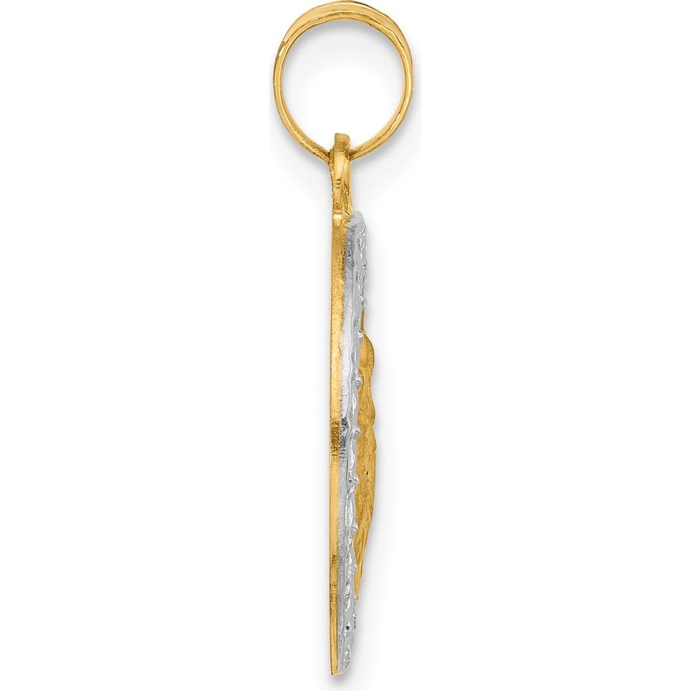 14K Yellow Gold St. Anthony Medal Pendant with Rhodium Accents and Satin Finish - 21.5mm by Oro Pregiato