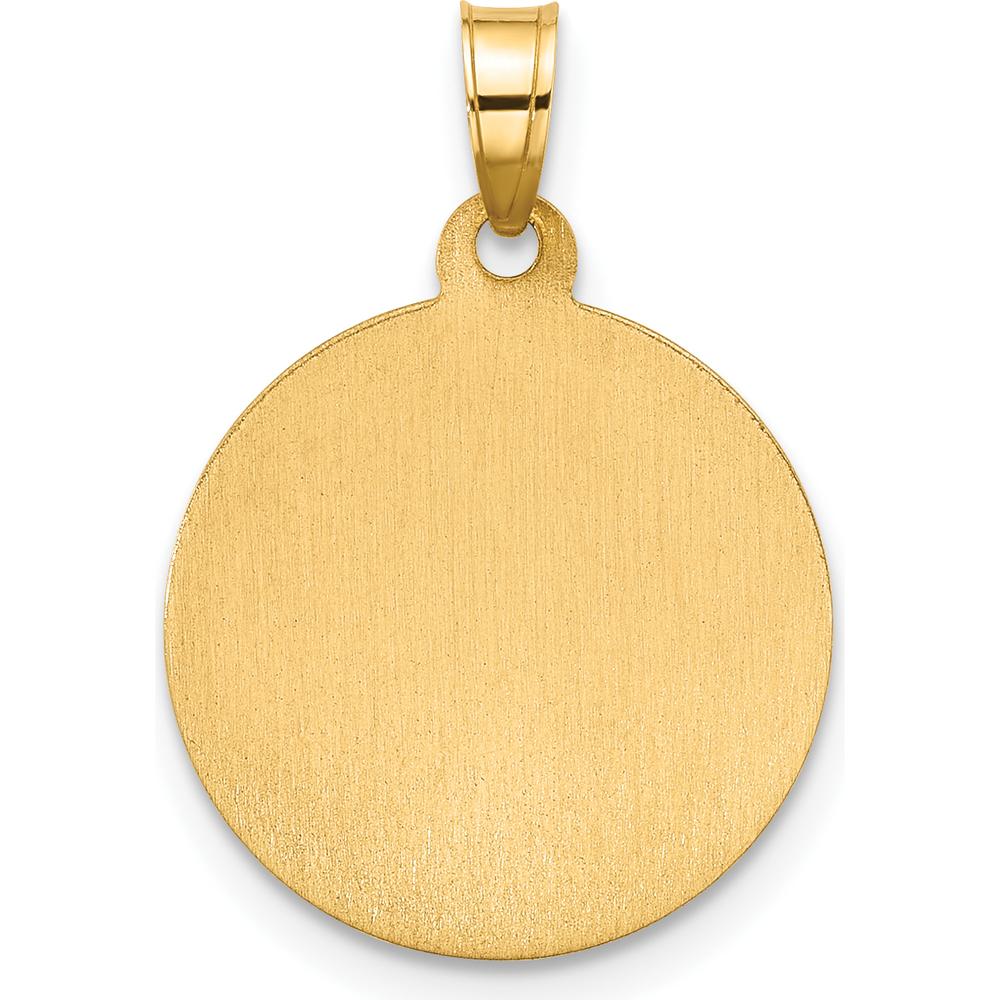 14K Yellow Gold St. Anthony Medal Pendant with Rhodium Accents and Satin Finish - 21.5mm by Oro Pregiato