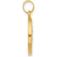 14K Yellow Gold St. Anthony Medal Pendant with Rhodium Accents - Satin Finish, 21.5mm Length by Oro Pregiato