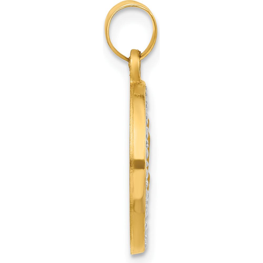14K Yellow Gold St. Anthony Medal Pendant with Rhodium Accents - Satin Finish, 21.5mm Length by Oro Pregiato