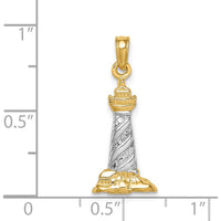 14K Yellow Gold St. Augustine Lighthouse Pendant with White Rhodium Accents by Oro Pregiato