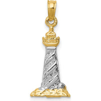 14K Yellow Gold St. Augustine Lighthouse Pendant with White Rhodium Accents by Oro Pregiato