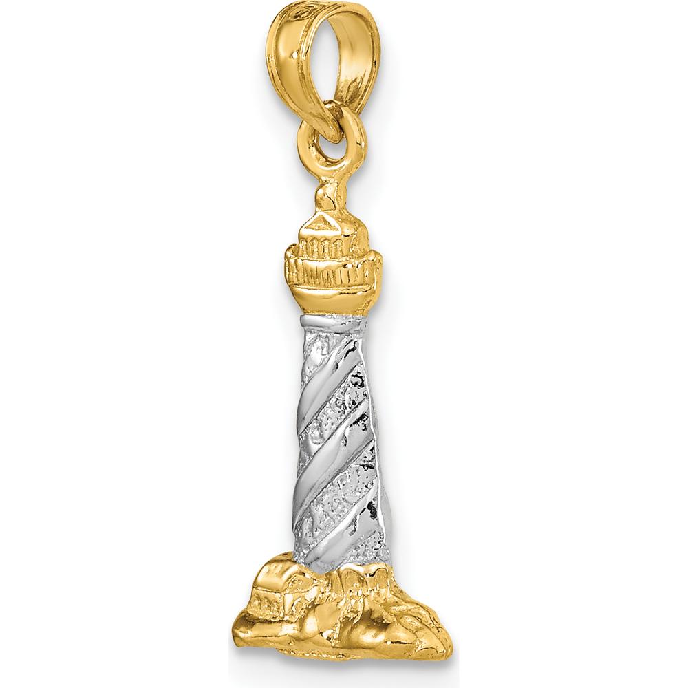 14K Yellow Gold St. Augustine Lighthouse Pendant with White Rhodium Accents by Oro Pregiato
