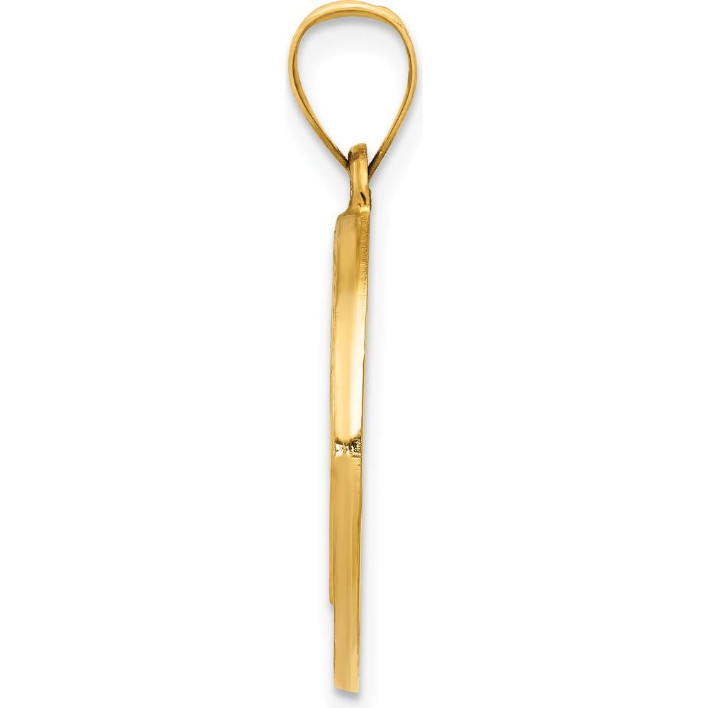 14K Yellow Gold St. Benedict Hollow Medal Pendant with Satin and Polished Finish by Oro Pregiato