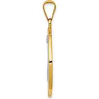 14K Yellow Gold St. Benedict Medal Pendant with White Rhodium Accents - Textured Finish, Reversible Design by Oro Pregiato