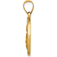 14K Yellow Gold St. Brigid Hollow Medal Pendant with Polished and Satin Finish by Oro Pregiato