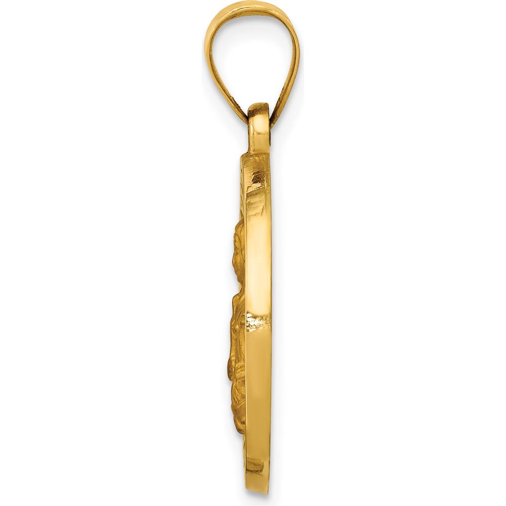 14K Yellow Gold St. Brigid Hollow Medal Pendant with Polished and Satin Finish by Oro Pregiato