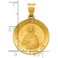 14K Yellow Gold St. Brigid Hollow Medal Pendant with Polished and Satin Finish by Oro Pregiato