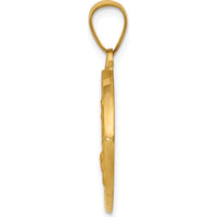 14K Yellow Gold St. Cecilia Hollow Medal Pendant - Polished & Satin Finish by Oro Pregiato