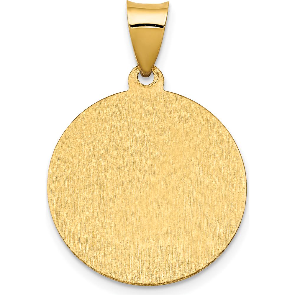 14K Yellow Gold St. Cecilia Hollow Medal Pendant - Polished & Satin Finish by Oro Pregiato