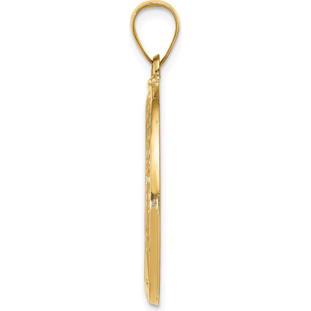14K Yellow Gold St. Christopher Medal Hollow Pendant with Polished and Satin Finish - 33.5mm Length by Oro Pregiato