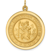 14K Yellow Gold St. Christopher Medal Pendant with Polished and Satin Finish - 30.75mm x 24.4mm by Oro Pregiato