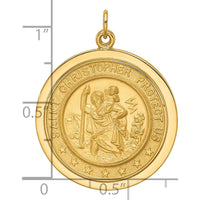 14K Yellow Gold St. Christopher Medal Pendant with Polished and Satin Finish - 30.75mm x 24.4mm by Oro Pregiato