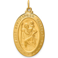 14K Yellow Gold St. Christopher Medal Pendant with Polished and Satin Finish - 36.25mm x 20.2mm by Oro Pregiato