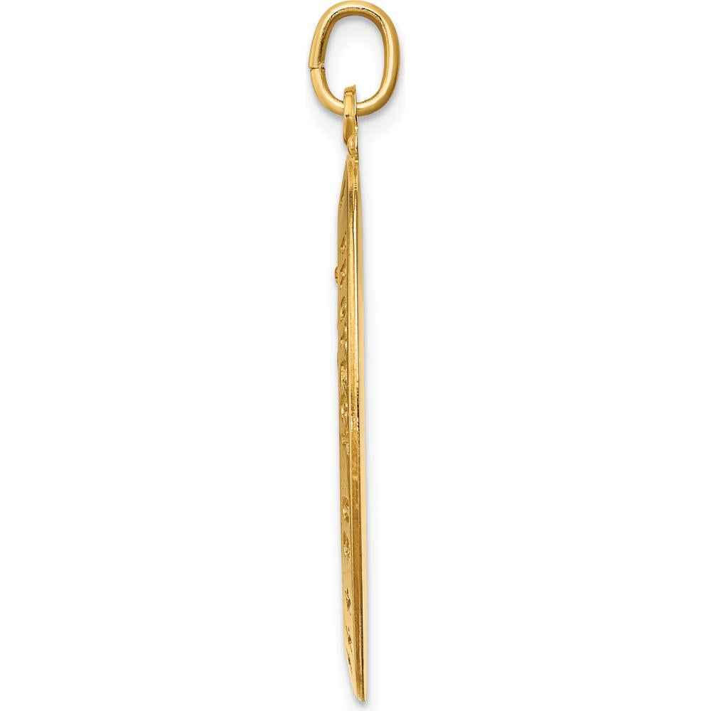 14K Yellow Gold St. Christopher Medal Pendant with Polished and Satin Finish - 36.25mm x 20.2mm by Oro Pregiato