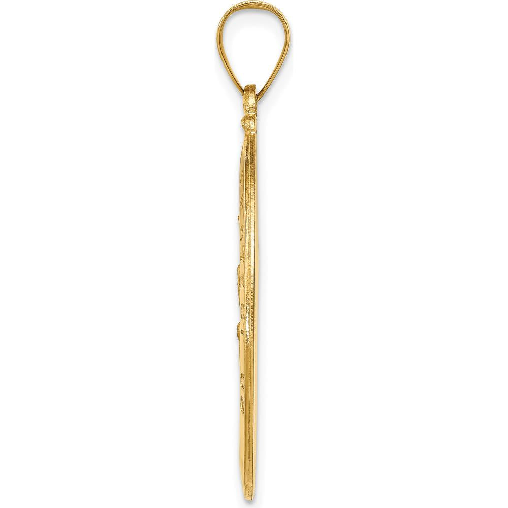 14K Yellow Gold St. Christopher Medal Pendant with Polished and Satin Finish - 36mm Length by Oro Pregiato