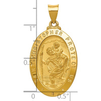 14K Yellow Gold St. Christopher Medal Pendant with Polished and Satin Finish - 36mm Length by Oro Pregiato