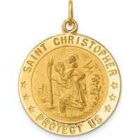 14K Yellow Gold St. Christopher Medal Pendant with Satin and Polished Finish - 29mm Length, 22mm Width by Oro Pregiato