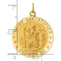 14K Yellow Gold St. Christopher Medal Pendant with Satin and Polished Finish - 29mm Length, 22mm Width by Oro Pregiato