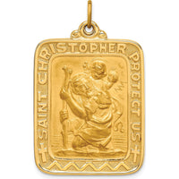 14K Yellow Gold St. Christopher Medal Pendant with Satin and Polished Finish - 39.5mm x 25mm by Oro Pregiato