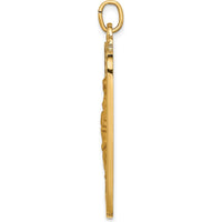 14K Yellow Gold St. Christopher Medal Pendant with Satin and Polished Finish - 39.5mm x 25mm by Oro Pregiato
