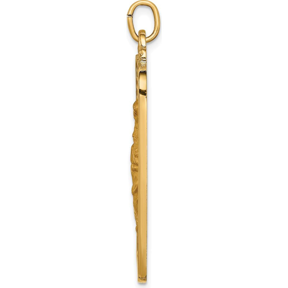 14K Yellow Gold St. Christopher Medal Pendant with Satin and Polished Finish - 39.5mm x 25mm by Oro Pregiato