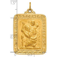 14K Yellow Gold St. Christopher Medal Pendant with Satin and Polished Finish - 39.5mm x 25mm by Oro Pregiato