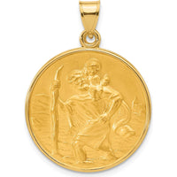 14K Yellow Gold St. Christopher Medal Pendant with Satin Finish by Oro Pregiato
