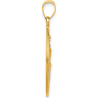14K Yellow Gold St. Christopher Medal Pendant with Satin Finish by Oro Pregiato