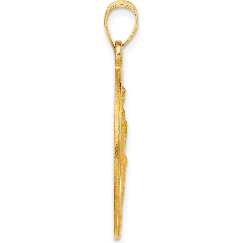 14K Yellow Gold St. Christopher Medal Pendant with Satin Finish by Oro Pregiato