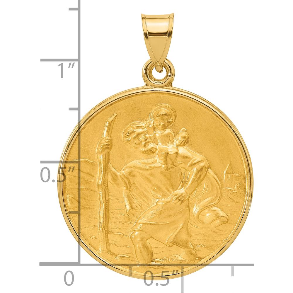 14K Yellow Gold St. Christopher Medal Pendant with Satin Finish by Oro Pregiato