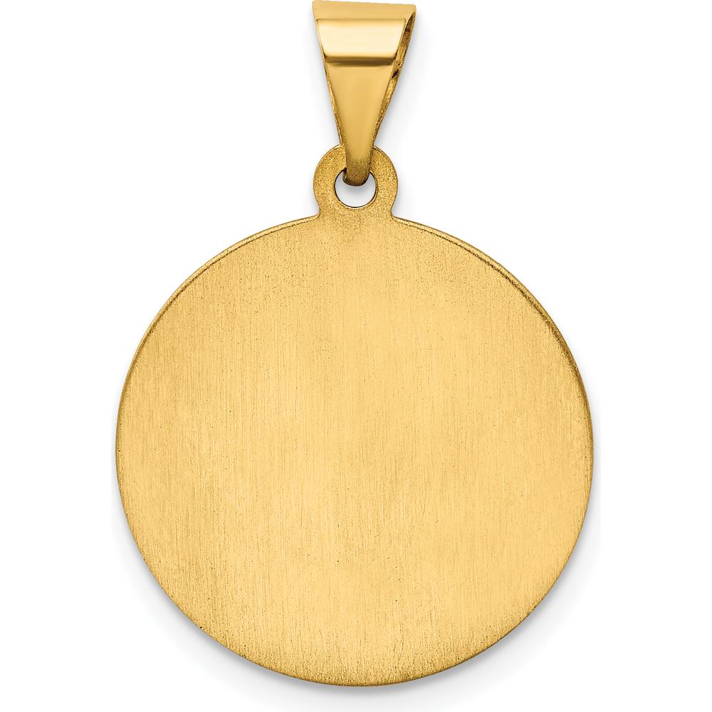 14K Yellow Gold St. Christopher Medal Round Pendant with Polished and Satin Finish - Hollow Design by Oro Pregiato