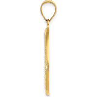14K Yellow Gold St. Christopher Polished and Satin Hollow Medal Pendant with Flat Back - 31.5mm Length by Oro Pregiato