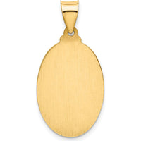 14K Yellow Gold St. Christopher Polished and Satin Hollow Medal Pendant with Flat Back - 31.5mm Length by Oro Pregiato