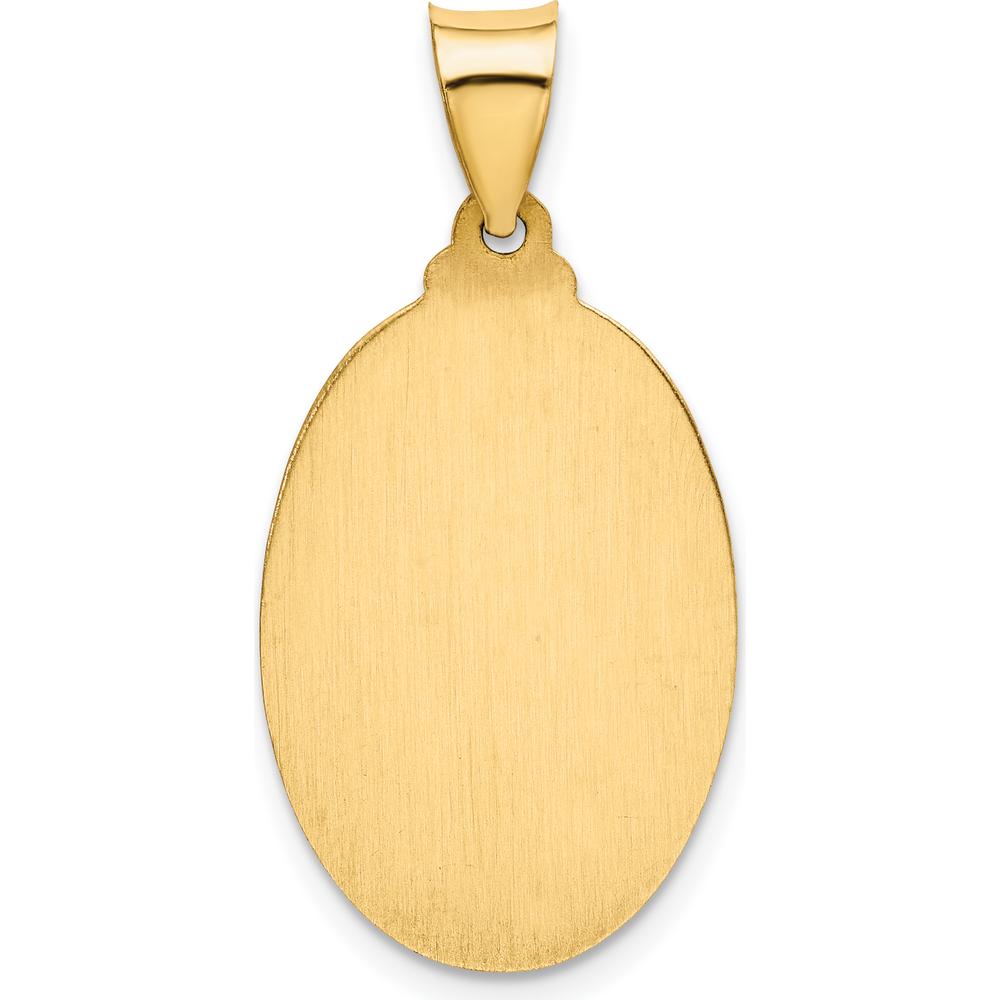 14K Yellow Gold St. Christopher Polished and Satin Hollow Medal Pendant with Flat Back - 31.5mm Length by Oro Pregiato