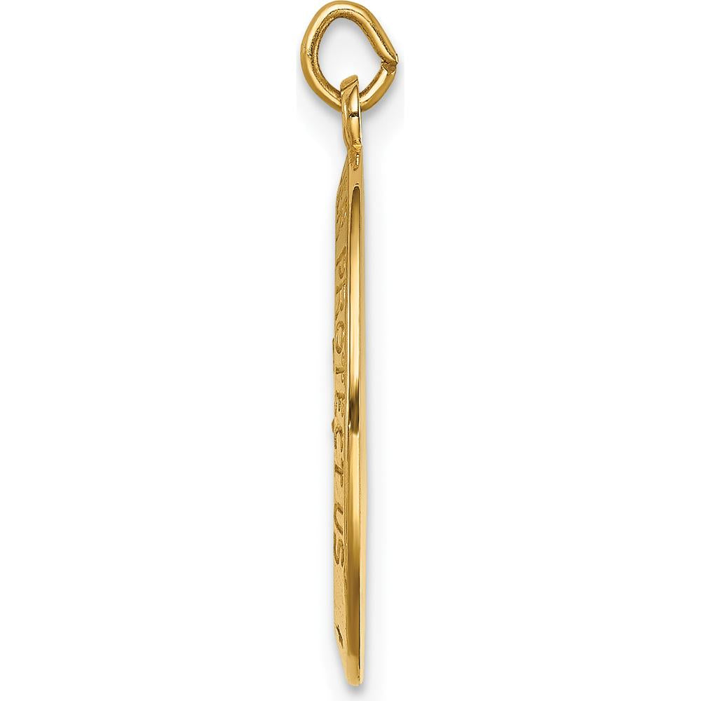 14K Yellow Gold St. Christopher Polished and Satin Medal Charm - 23.5mm Length, 13.75mm Width by Oro Pregiato